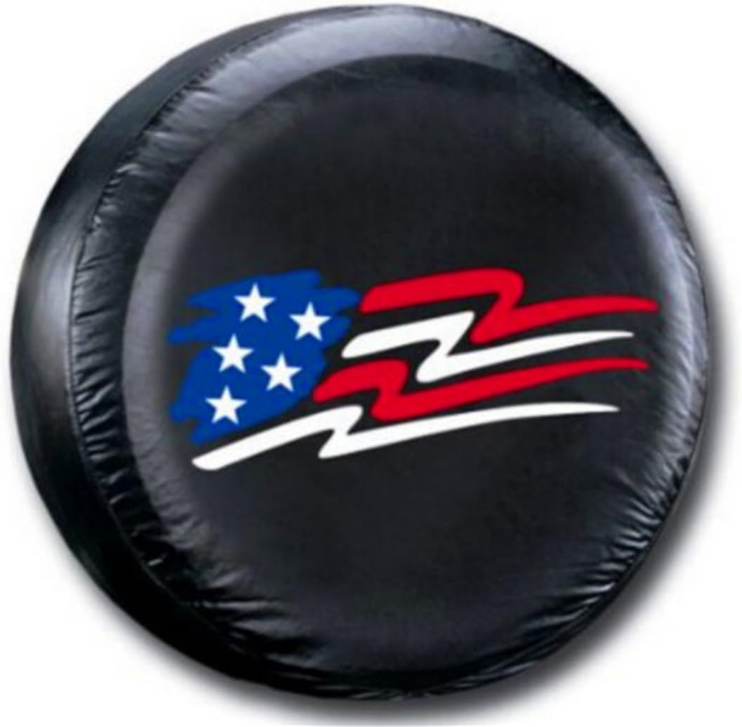 Sanlitock 15inch(70-75cm) American Flag Spare Wheel Tire Covers Fit for All Car Black PVC Material