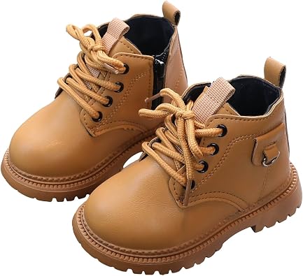 IWIHMIV Ankle Boots for Girls Boots Kids Boys Winter Boots Boys Girls Ankle Boots Kids Lace Up Shoes With Side Zipper for Toddler