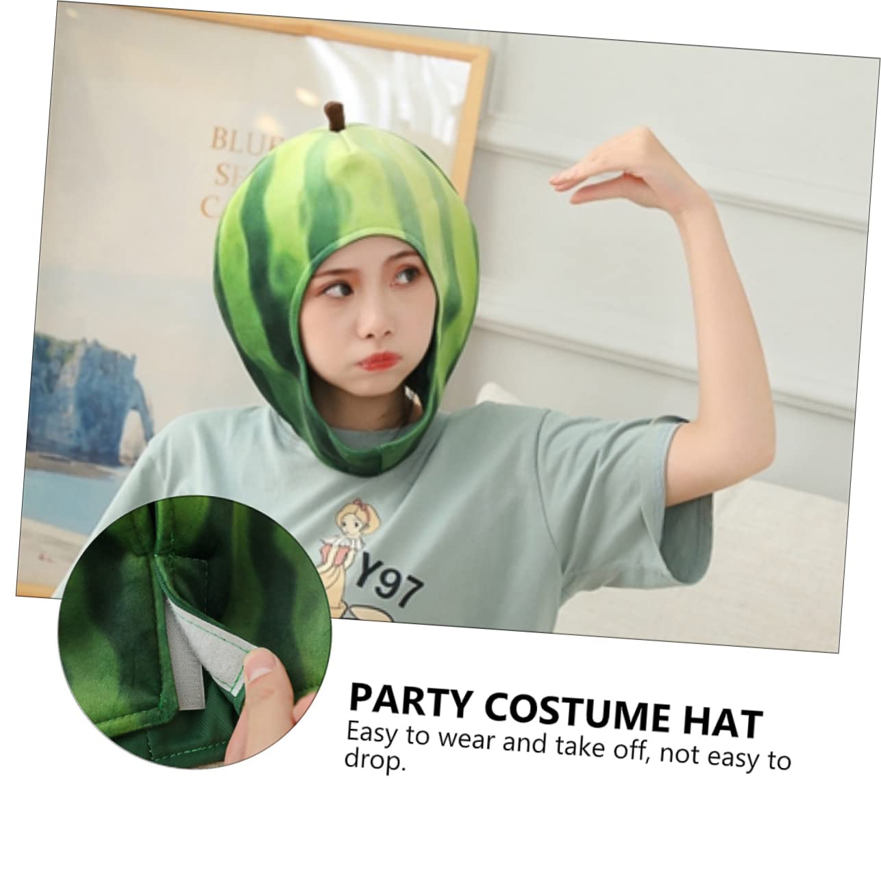 4piezas Sombrero Divertido De Sandía Para Fiestas y Disfraces Diseño De Cosplay Material y Cómodo Para Cumpleaños y Fotografía