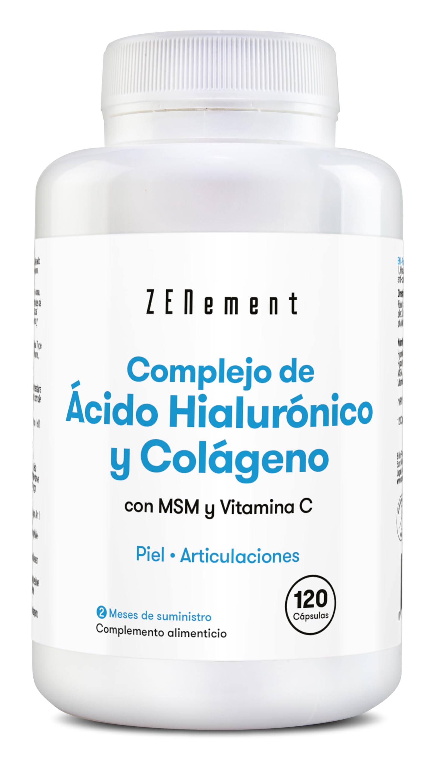 Colágeno + Ácido Hialurónico + MSM + Vitamina C | 120 días Máxima Dosis | Formula Avanzada | Colágeno para las Articulaciones Fuertes, Piel Tersa y Energía | Colágeno Hidrolizado