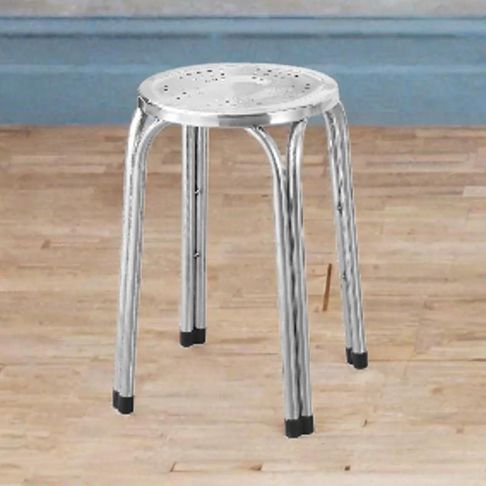 Taburete Apilable de Acero Inoxidable de Bar, Taburete de Respaldo de Estilo Utilitario, Superficie Perforada para Ventilación, para Hogar y Restaurante