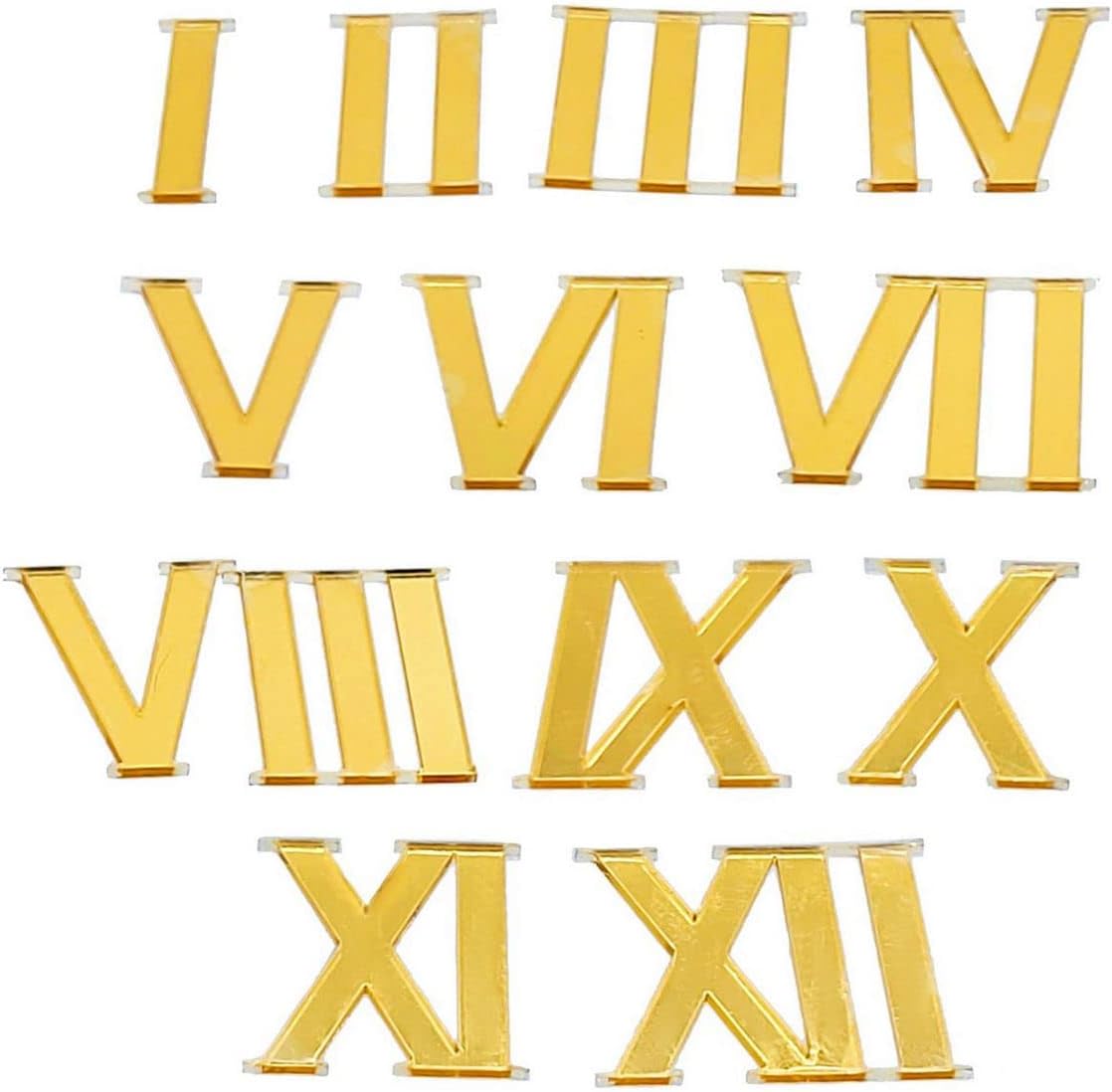 12 Golden Acrylic Roman Numbers | Numerals/Digits for Clock Making in Resin Art, MDF Craft, Decoupage Craft, DIY Craft As a Clock Accessory