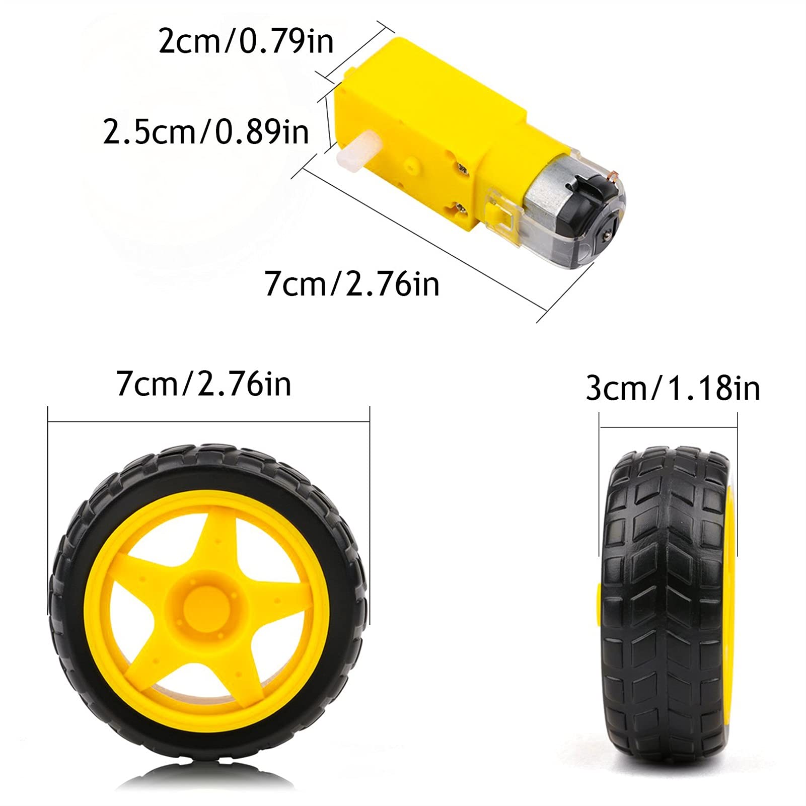 micro motor,4pcs TT Magnetic Gearbox Engine,3-6V Plastic TT Motor Tire Wheel,Dual Shaft Gear Motor,DC Motor Wheel Kit for Robot Smart Car