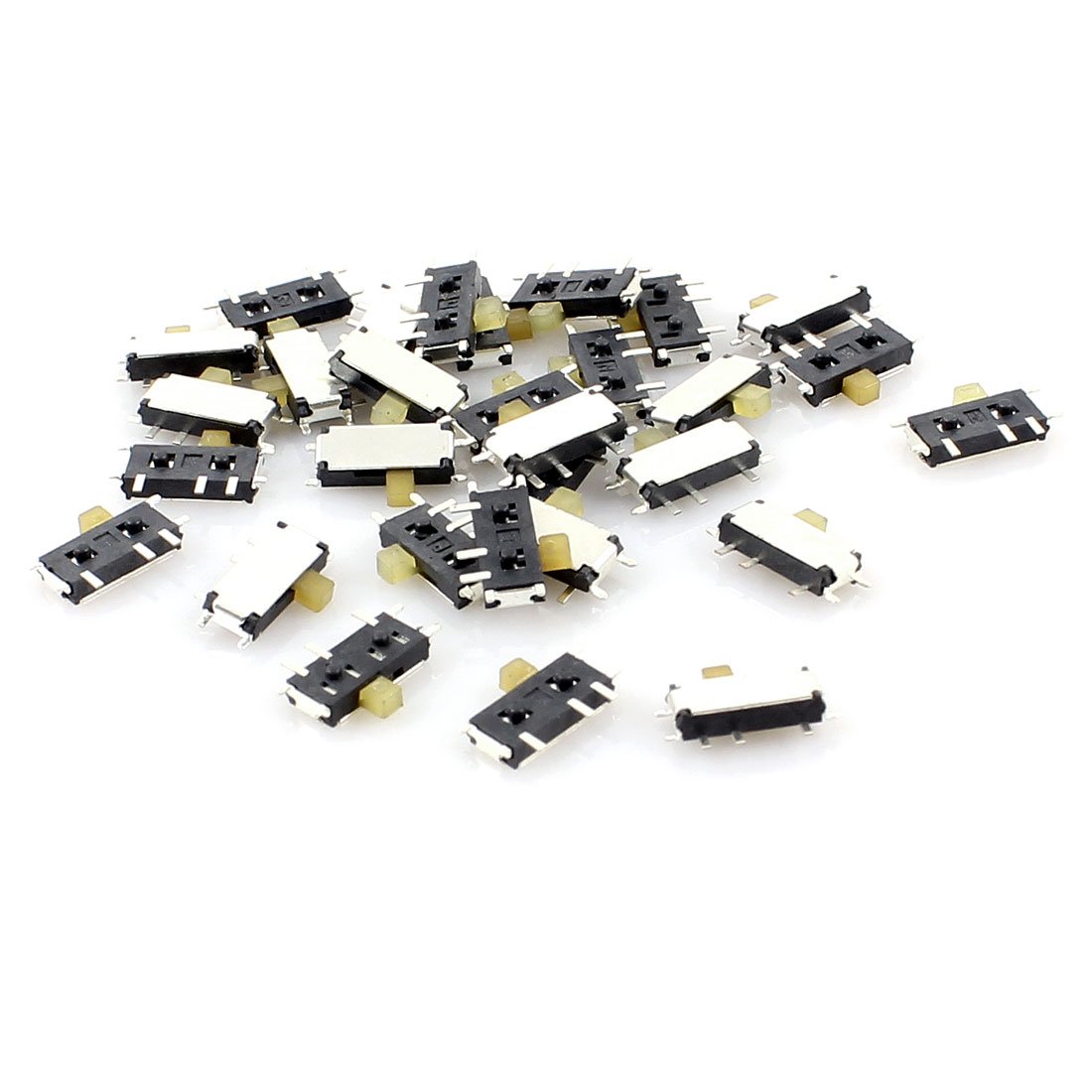 Uxcell Black, Silver Tone, Yellow Sourcingmap 30 Pcs 2 Position 7 Pin 1P2t Spdt Horizontal Mini Surface Mounted Devices Smt Slide Switch