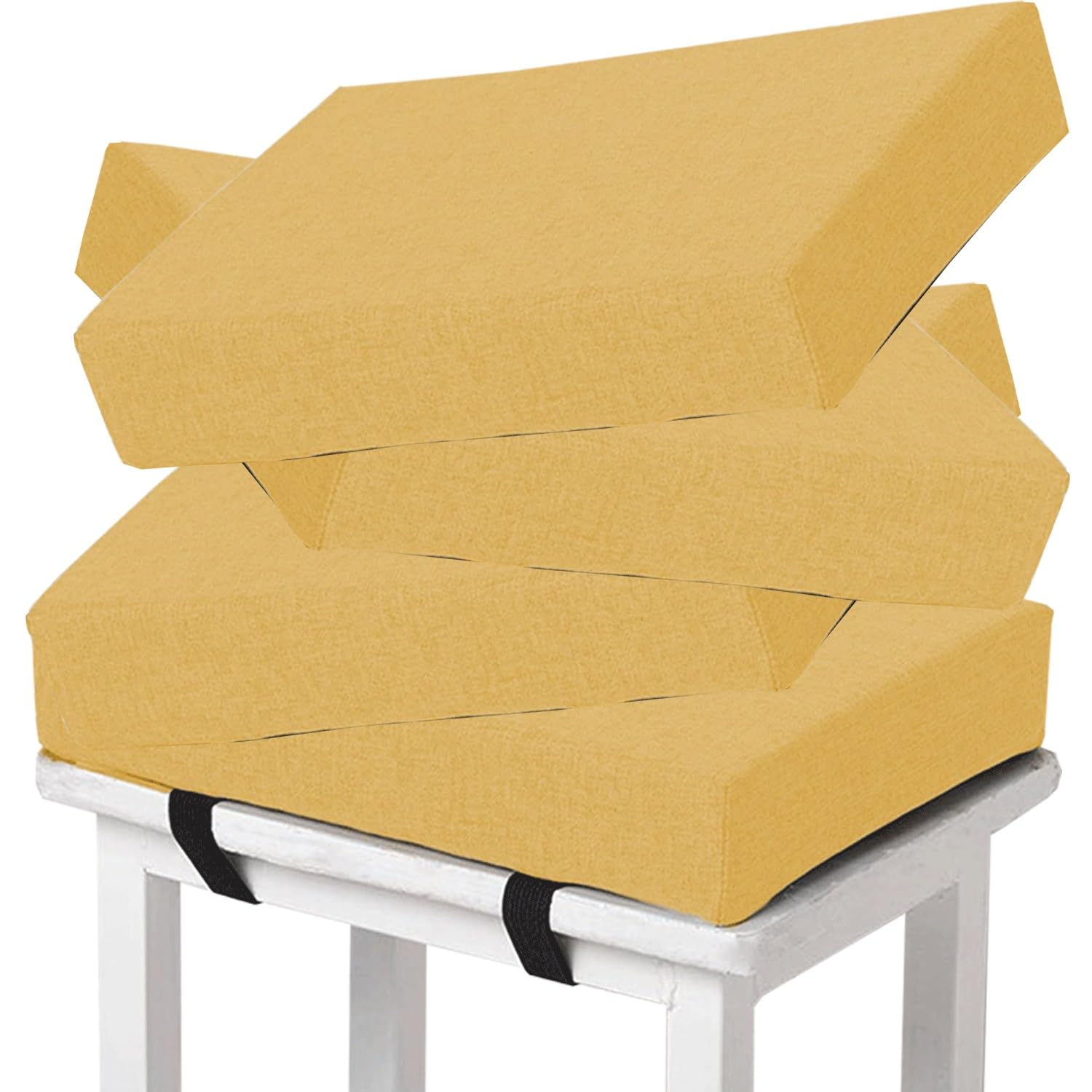 Memory Foam square Seat Cushion3/ 5/8cm thick,35/40/45/50cm rectangular Stool Cushion,Anti - Slip, Seat Cushion seat pads dining chairs with Removable Cover for Kitchen Bar Chairs(H14,4pcs 45x45x3cm)