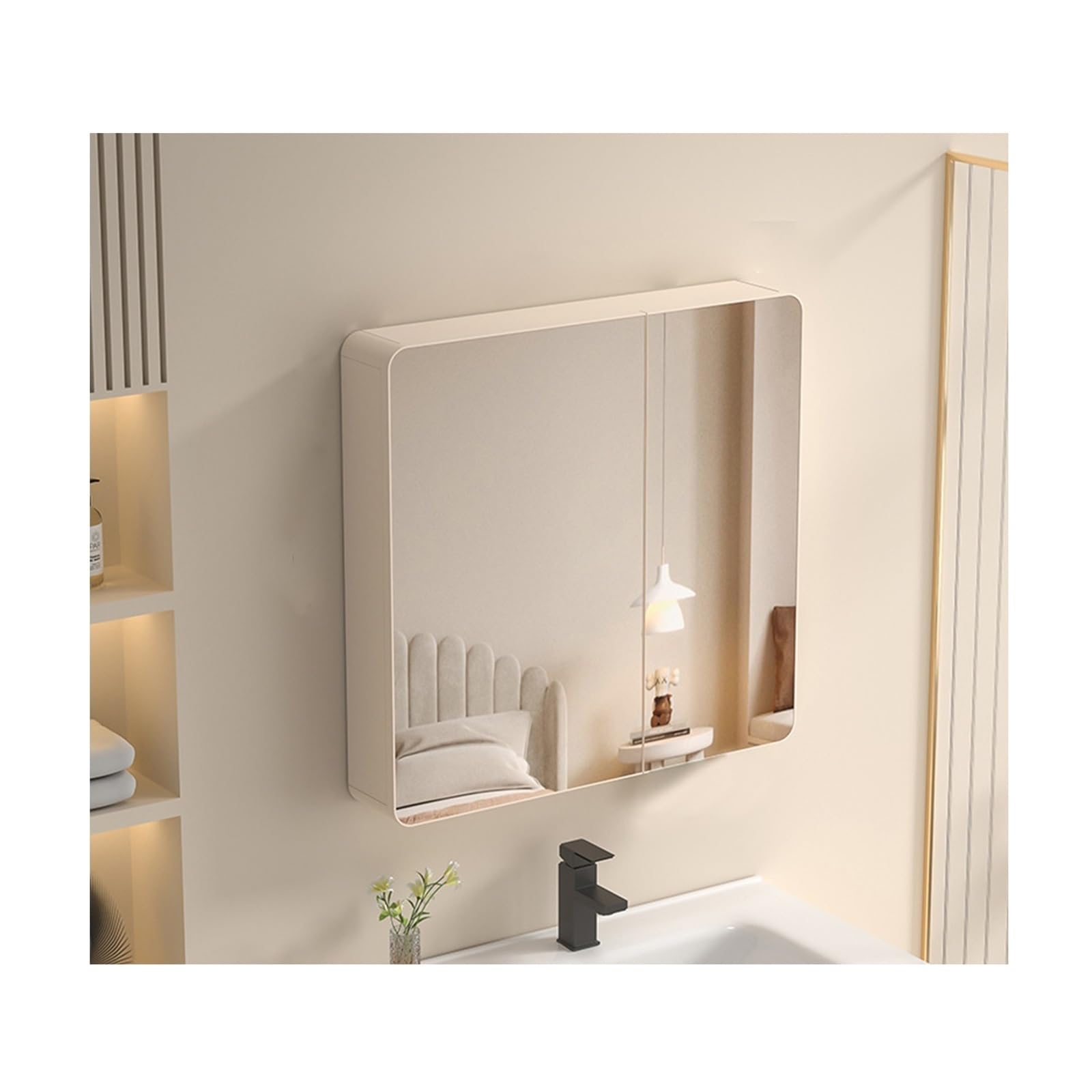 FGXHHS Wall Mounted Cabinet with Double Doors, Storage Cupboard, Khaki Finish, 70cm/27.6in, Stylish for nized and Modern Decor