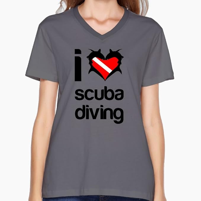I Love Scuba Diving Womens Vintage VNeck Cotton