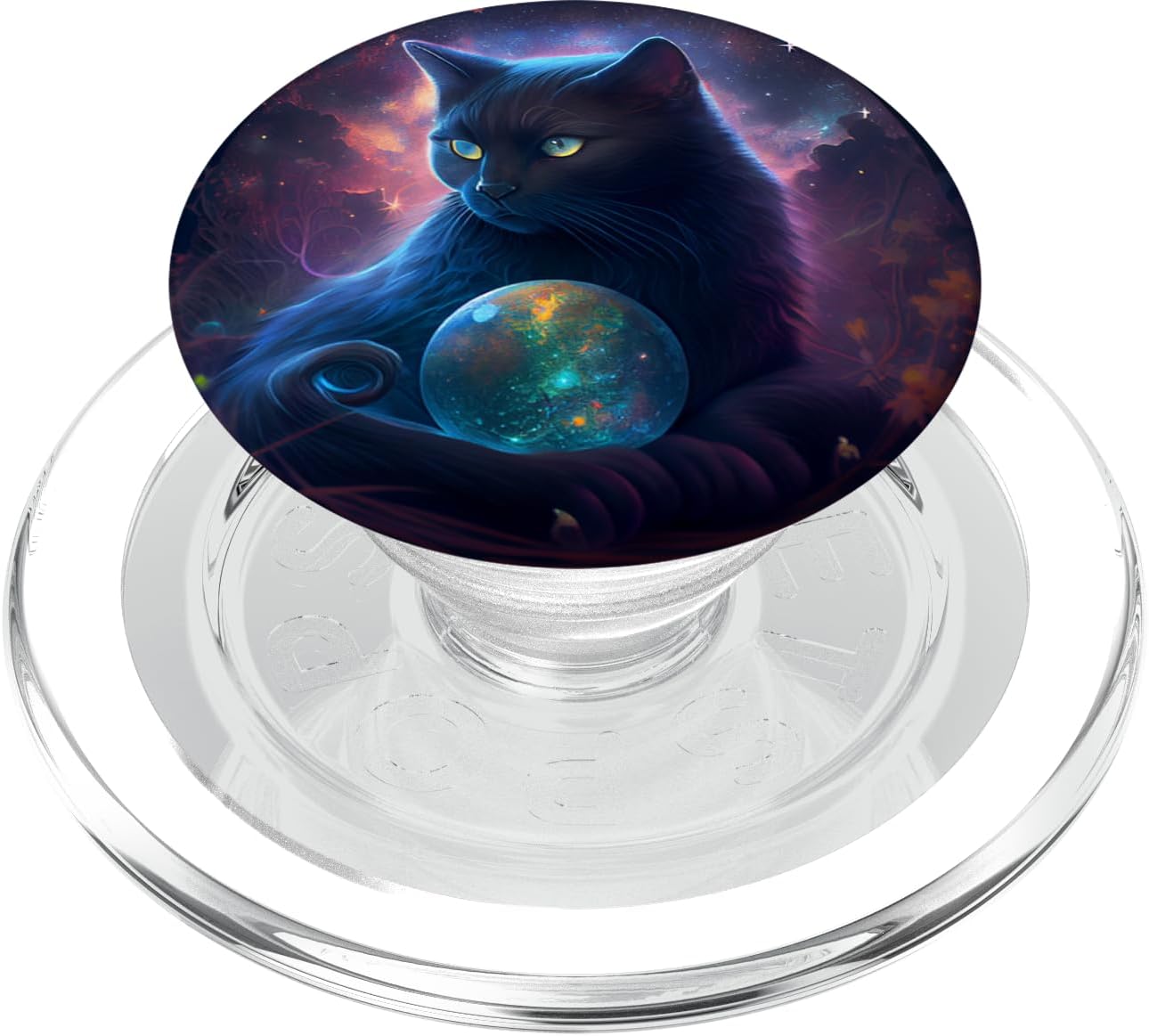 Cute Celestial Black Cat Crescent Moon Phases Witchy PopSockets MagSafe PopGrip for iPhone