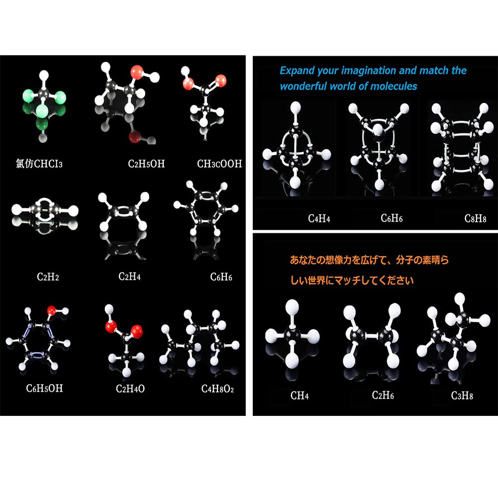 Organic Chemistry 472-teiliger Modellbausatz – Molekularer Modellbausatz mit Atomen für naturwissenschaftlichen Unterricht und Forschung