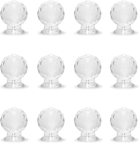 Miniatura 9 de MroMax 6 pomos pequeños de acrílico con mango de diamante de 0.748 in de diámetro transparente brillante en forma de diamante para joyero, estuche