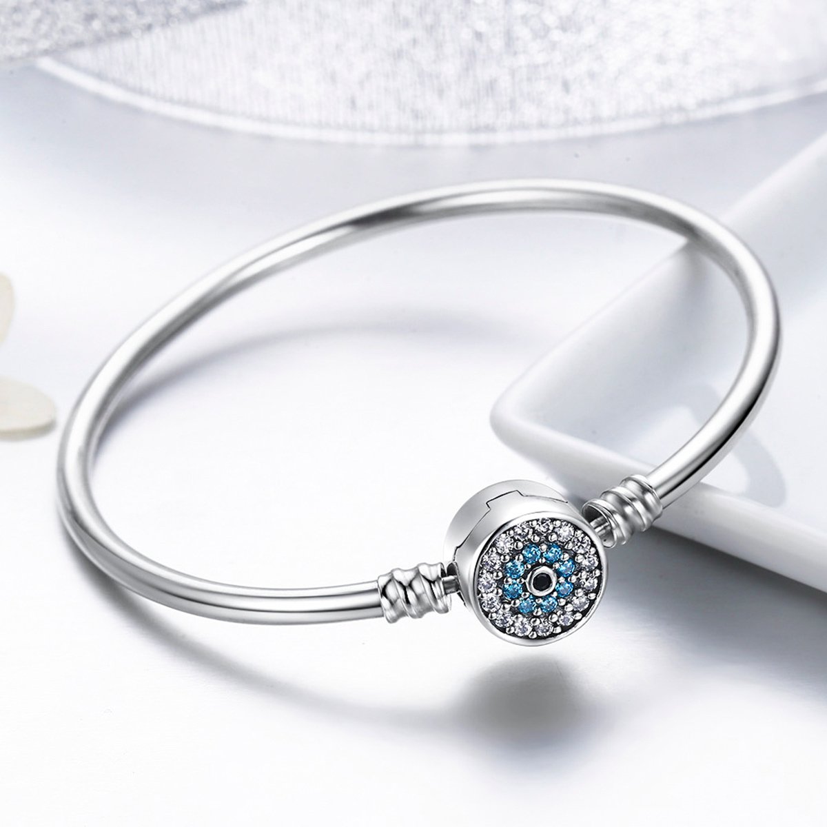 Pulsera De Cadena De Serpiente De Plata Esterlina Con Ojo Bracelet