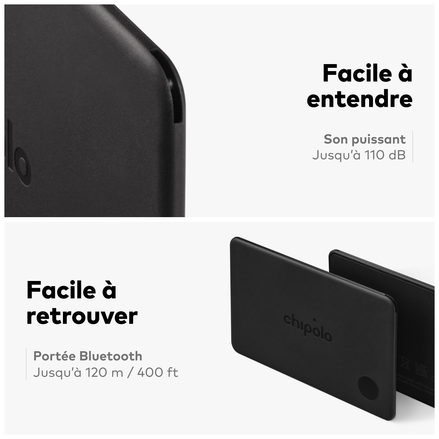 Chipolo Card - Tracker Bluetooth Rechargeable pour Portefeuille et Passeport, Compatible avec Localiser d’Apple ou Google, avec Fonction Fais sonner Ton téléphone et Alertes Hors de portée