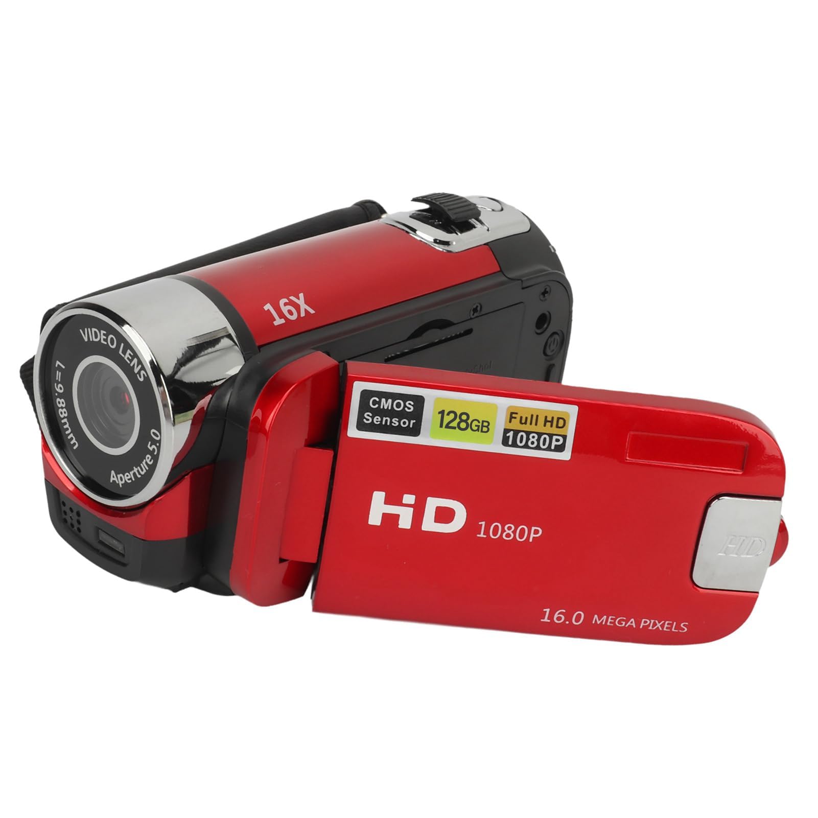 Appareil Photo Numérique HD 1080P, Caméscope Vidéo Vlogging Zoom 16X avec écran Rotatif de 2,4 Pouces pour la Photographie, Appareil Photo Selfie Portable 16MP avec Lumière de