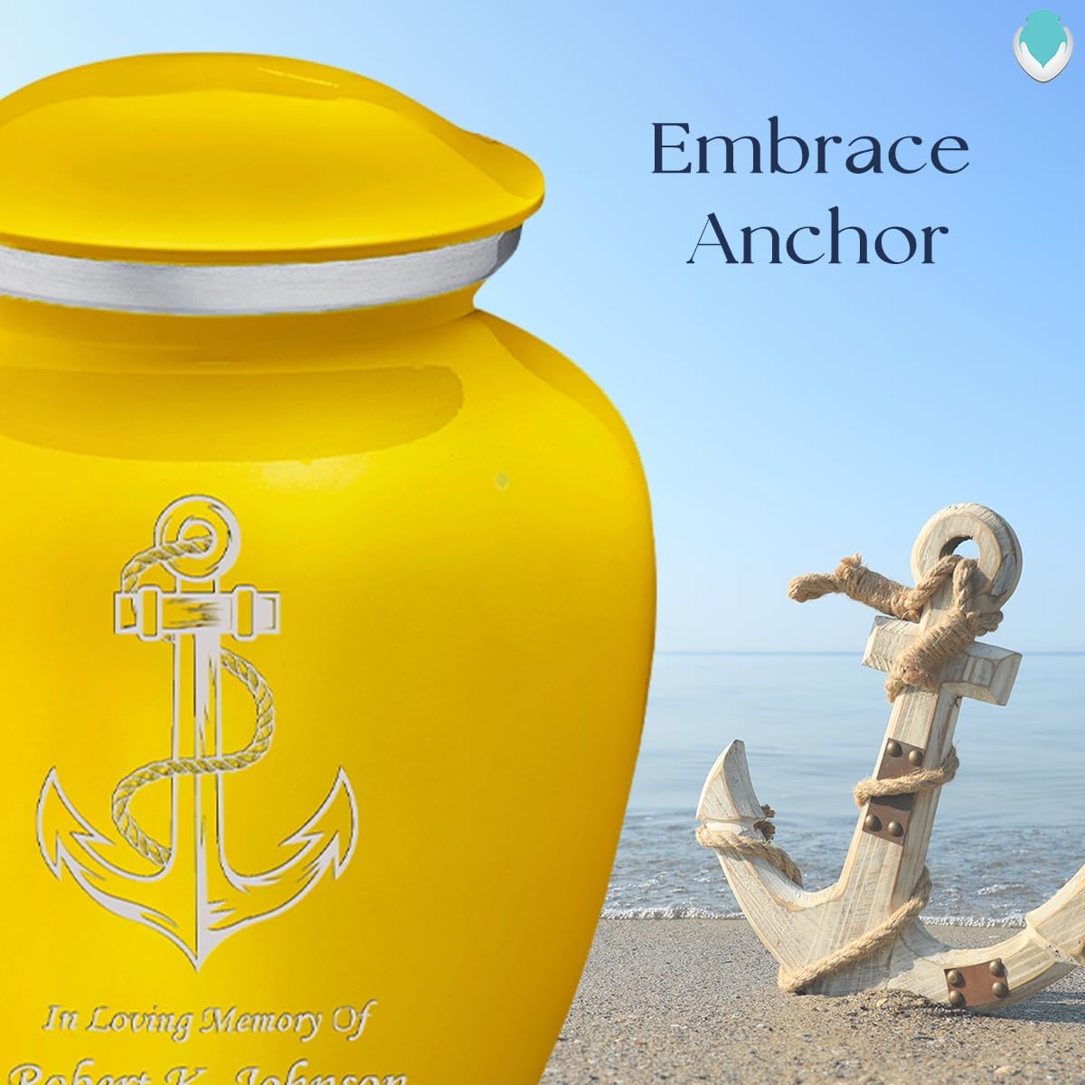 Geturns - Adult Personalized Anchor Cremation Urns for Human Ashes I Large Yellow Funeral Urn for Men and Women I 200 lbs