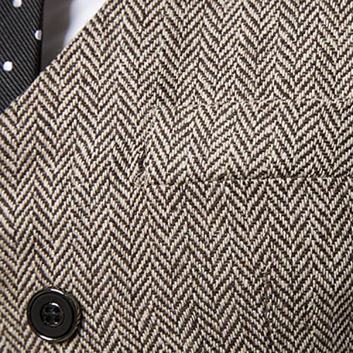 Lu's Chic Men's Double Breasted Waistcoat Fitted Sleeveless Suit Vest Cotton Business Formal Top4