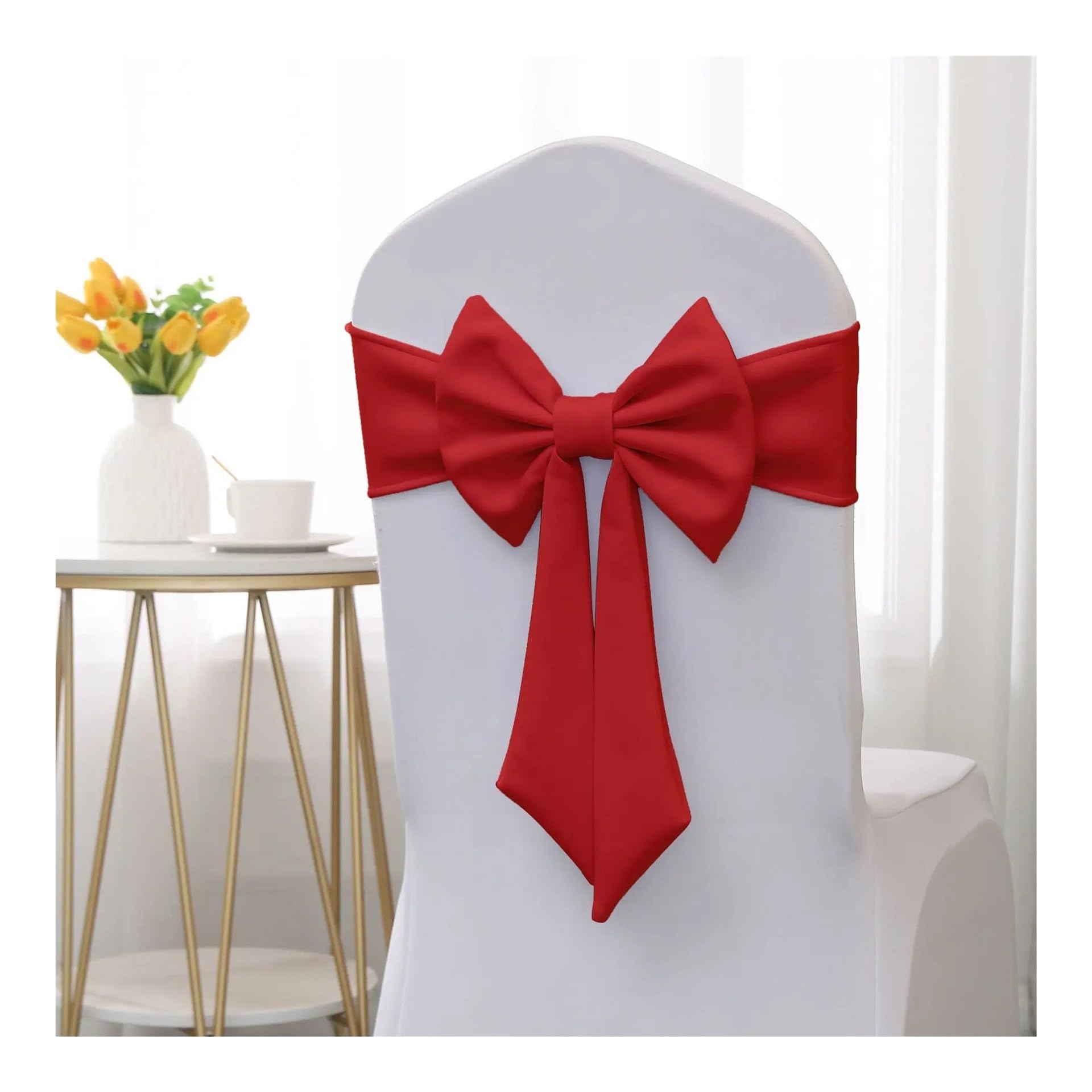 YGSGJSP Chair Sashes Chair Back Sashes Stretchy Stretch Ribbon Elastic Band For Wedding Party Hotel for Wedding(Red)
