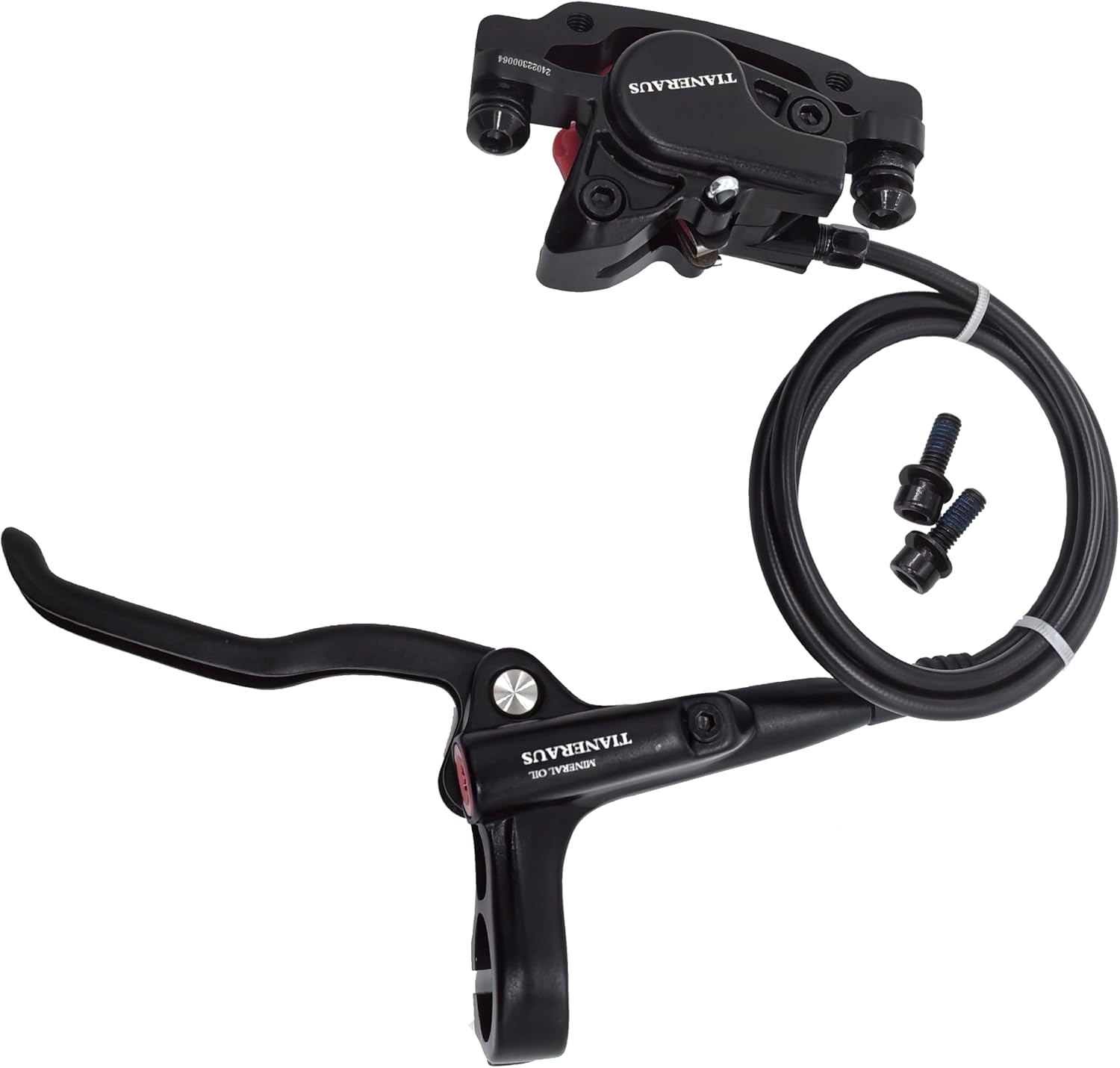 Mountain Bike Hydraulic Brake and Lever - Left Front 850mm Adapter Aluminum Alloy Hydraulic Bike Brakes, is/PM Adapter, Resin Pads, Black (is/PM)