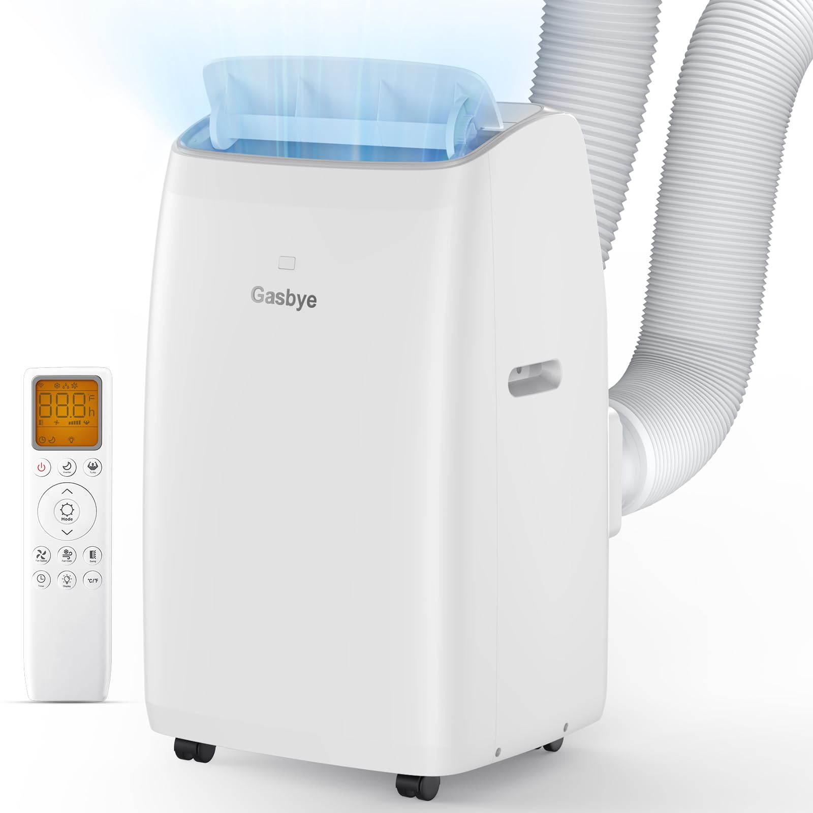 Dual Hose Portable Air Conditioner, [2026 Upgraded] Full DC Inverter Compressor, Energy-Saving 13.6 CEER, Low Noise (45dB), Cools Room up to 500 Sq.Ft., Backlit Remote Control, 14,000BTU, White