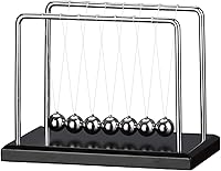 LICRAFT Newton's Cradle 7 Ball Desk Toy - 50+ Sec Swing Time, Glass Base, Physics Gadget for Office Stress Relief