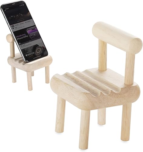RIVOODS Bonito soporte de madera para teléfono, soporte para teléfono celular para escritorio, soporte de silla de madera para iPhone, accesorios de