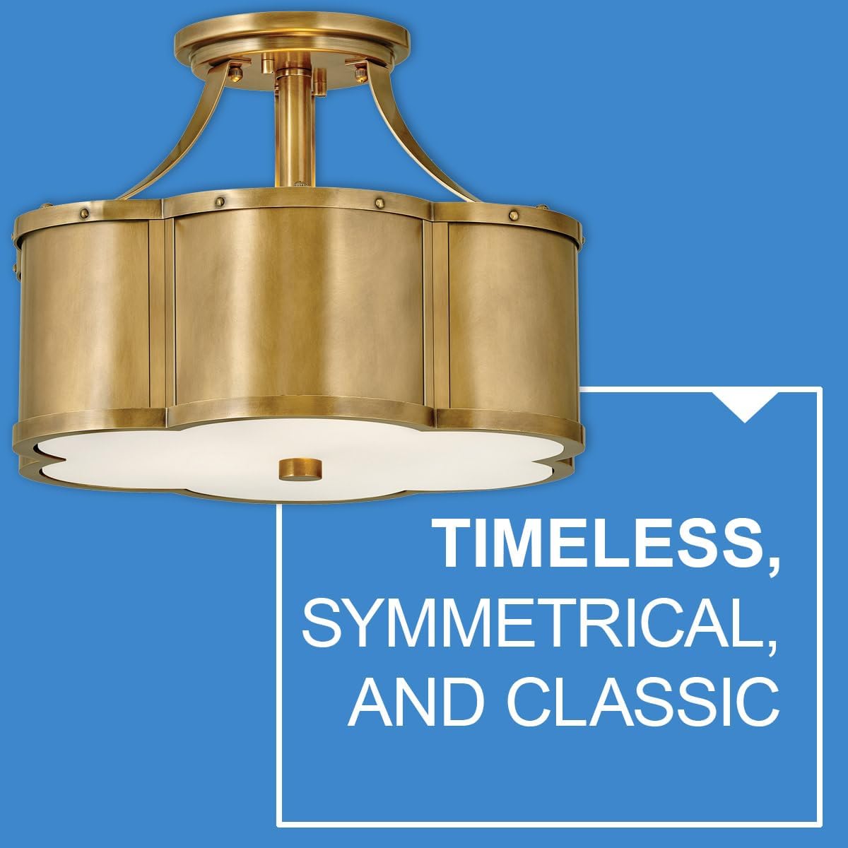 Hinkley Chance Two Light Medium Semi-Flush Mount Fixture – Classic, Timeless Details, Etched Lens – Heritage Brass