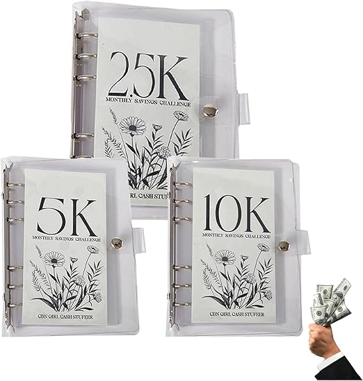 12-Month Envelopes Money Saving Challenge Binder, 12 Month Savings Challenge, Money Saving Binder, Money Savings Challenges Book, Money Saving Planne (3 Pack)