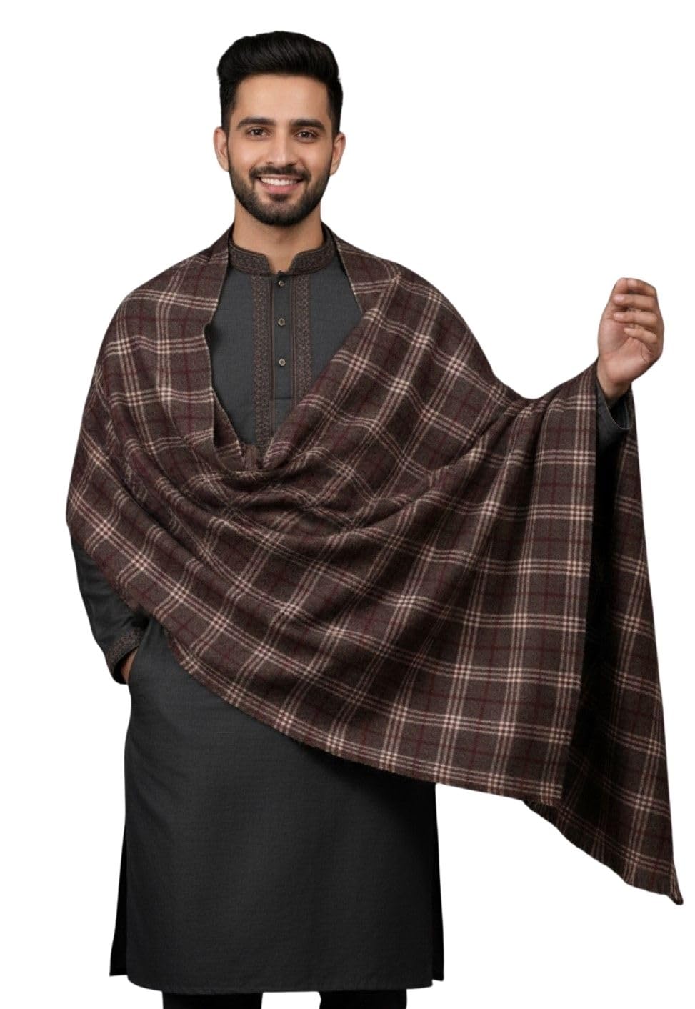 Men's Checkered Acrylic Winter Shawl |Soft & Cozy Lohi for Men-image-44