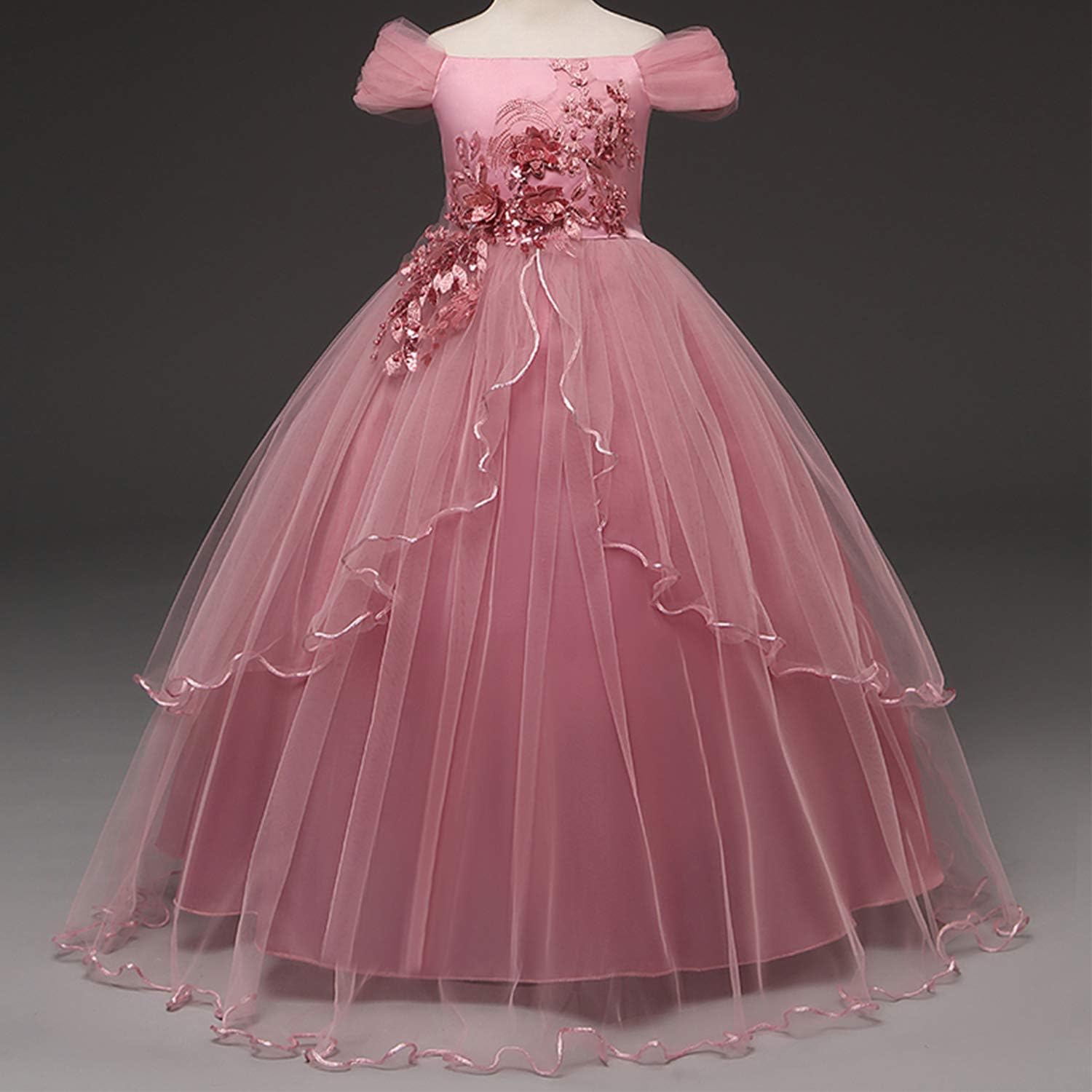 NNJXD Girl Embroidery Strapless Shoulder Lace Princess Pageant Dress Prom Ball Gown: Clothing, Shoes & Jewelry