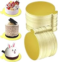 UPlama 200PCS Gold Mini Cake Boards 3.15" Round - Sturdy Disposable Cupcake Pastry Bases for Weddings, Birthdays, Bakeries
