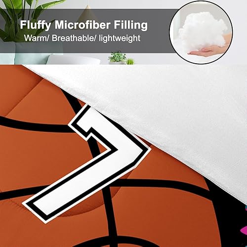 Miniatura 3 de Juego de edredón de baloncesto para niños, adolescentes y hombres, juego de ropa de cama de edredón de lunares de microfibra suave y ligera, tamaño