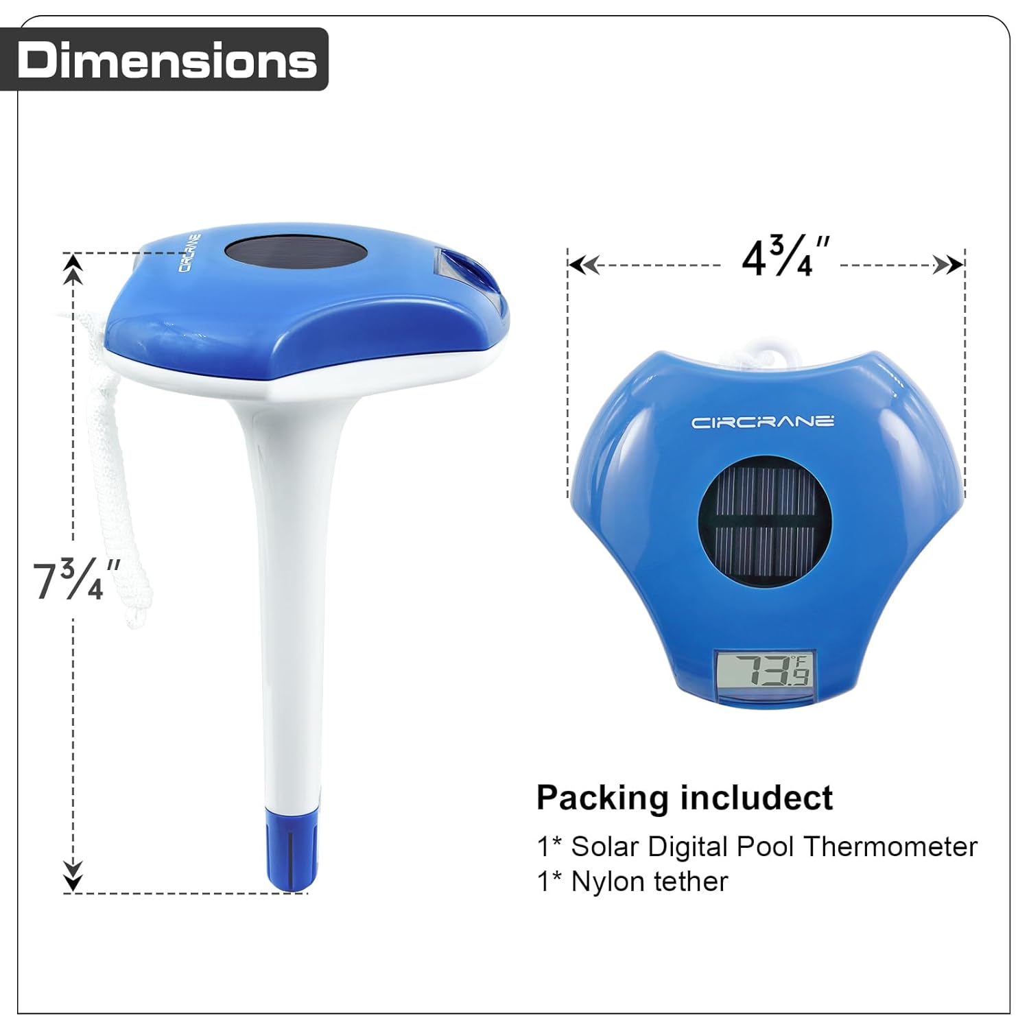Circrane Thermometer Package Contents and Dimensions