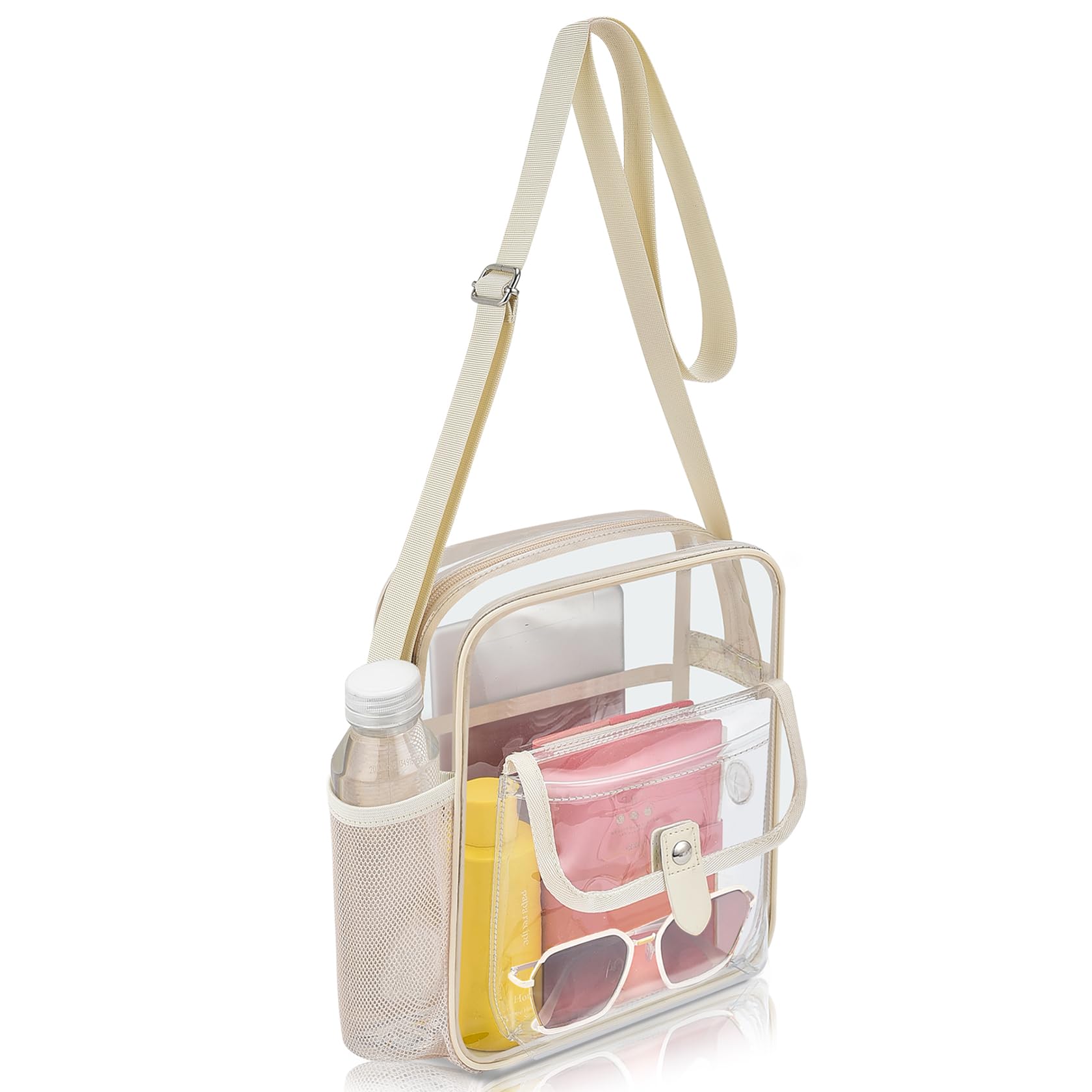 SPODEARS Clear Crossbody Bag for Stadium, Concert, Festival & More - Adjustable Shoulder Strap & Bottle Holder