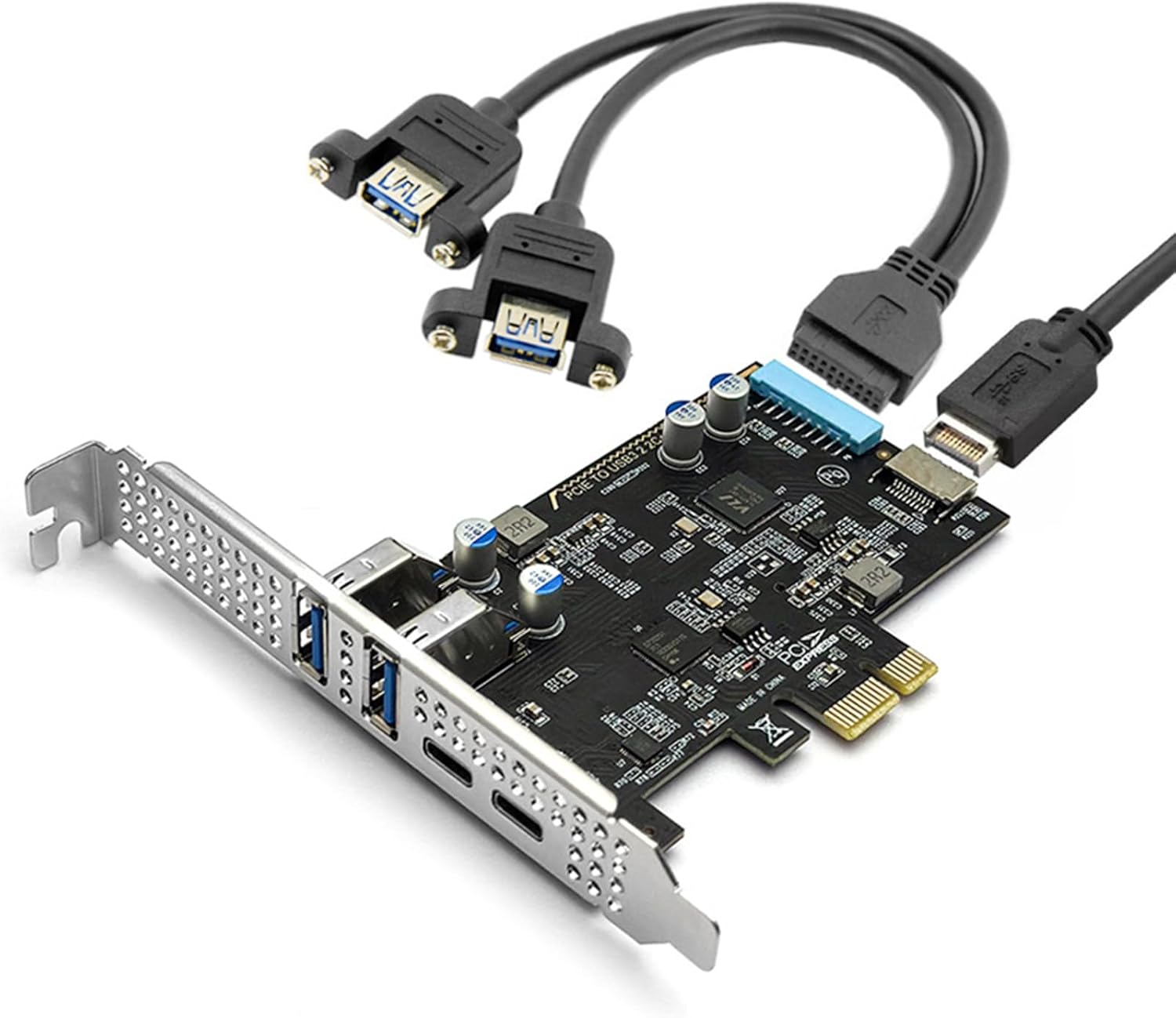 19Pin PCIe Expansion Card Featuring 4 Port Fast Speed and Universals Systems Compatibility USB PCIe Card