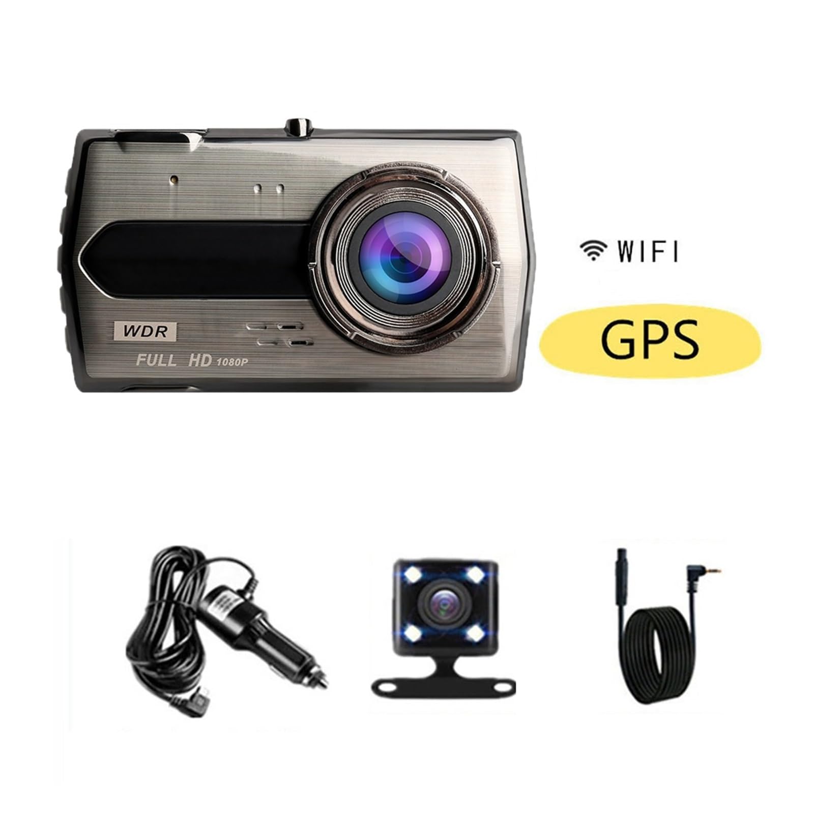 Kamera samochodowa wideorejestrator samochodowy Wi-Fi; Full HD 1080P kamera na deskę rozdzielczą kamera tylna kamera wideo rejestrator automatyczny monitor do parkowania Night Vision GPS Tracker czarn