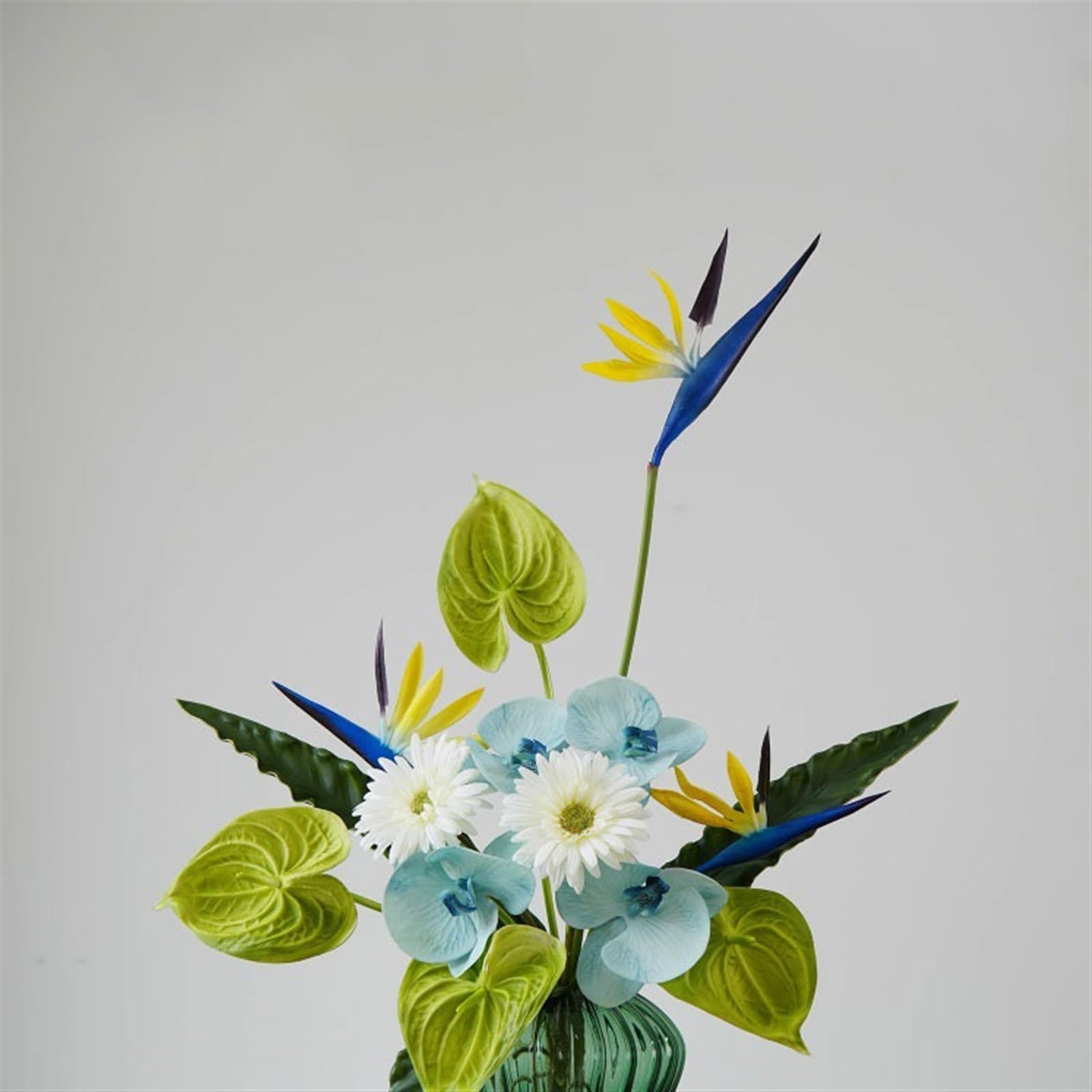 Fiori finti Centrotavola for la casa Decorazioni morbide Bouquet di fiori artificiali Set simulazione con vaso vetro per la decorazione esterna