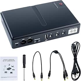 Hosyond Mini No-Break Dc, Fonte de Alimentação Ininterrupta (Ups), Fonte de Alimentação de Backup com Bateria para Roteador/Modem/Câmera Ip de Segurança/Dispositivos Poe, Saída Multivoltagem