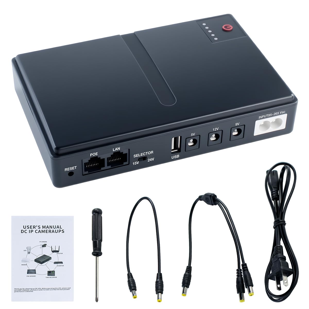 Mini DC UPS Uninterruptible Power Supply, UPS Battery Backup Power Supply for Router/Modem/Security Camera, for 5V/9V/12V Multi-Voltage Output,