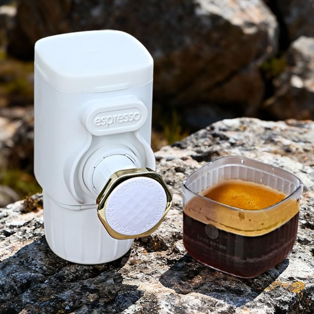 Macchina da caffè portatile in plastica leggera compatta (nero)