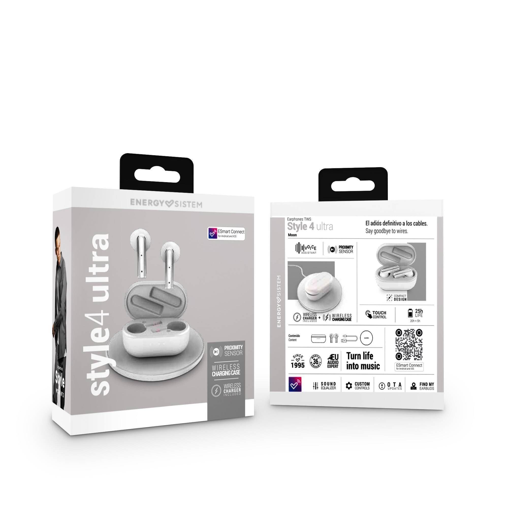 Energy Sistem Earphones True Wireless Style 4 Ultra Moon (Proximity Sensor, Wireless Charging Case)