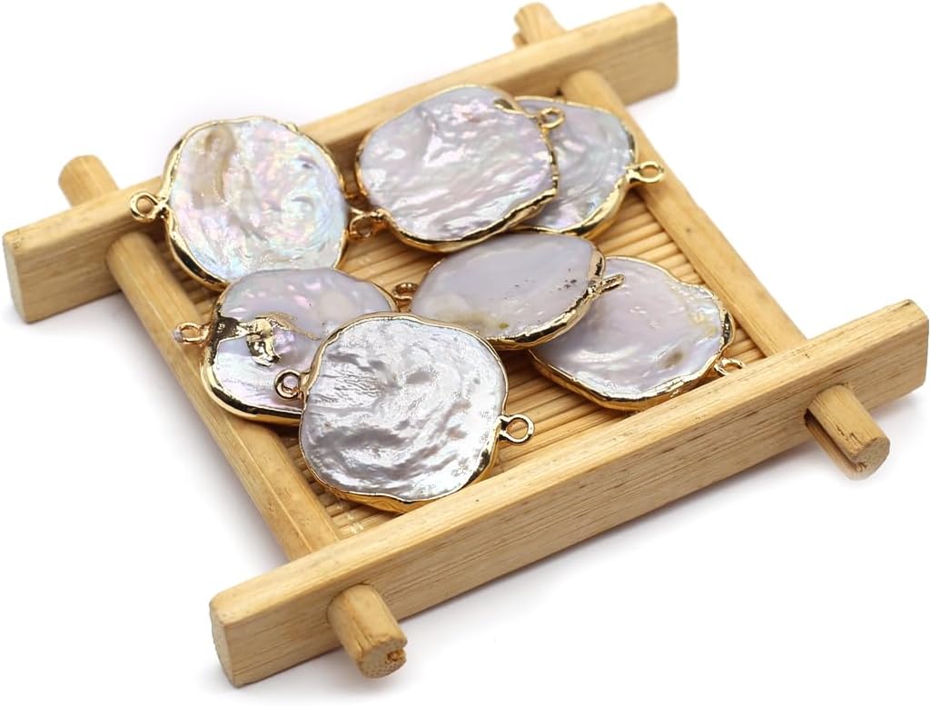 LE SKY 10 Pcs Natural Pearl Connectors Multiple Shapes Cultured Freshwater Pearl Charms for Jewelry Making Gift Decoration - Image 4