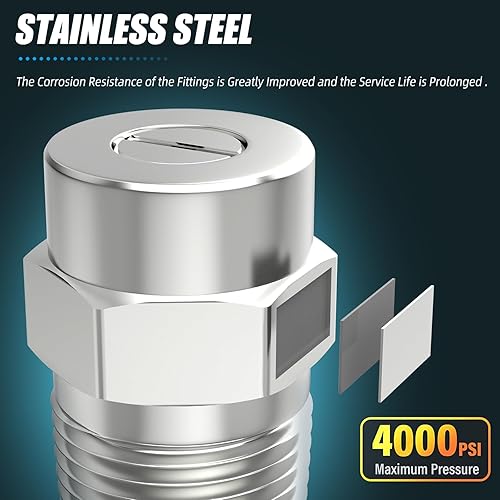 Miniatura 5 de Puntas limpiadoras de superficies de 50 grados, macho NPT de 14 de pulgada, orificio de 2.5, boquillas de pulverización roscadas de 4000 PSI,