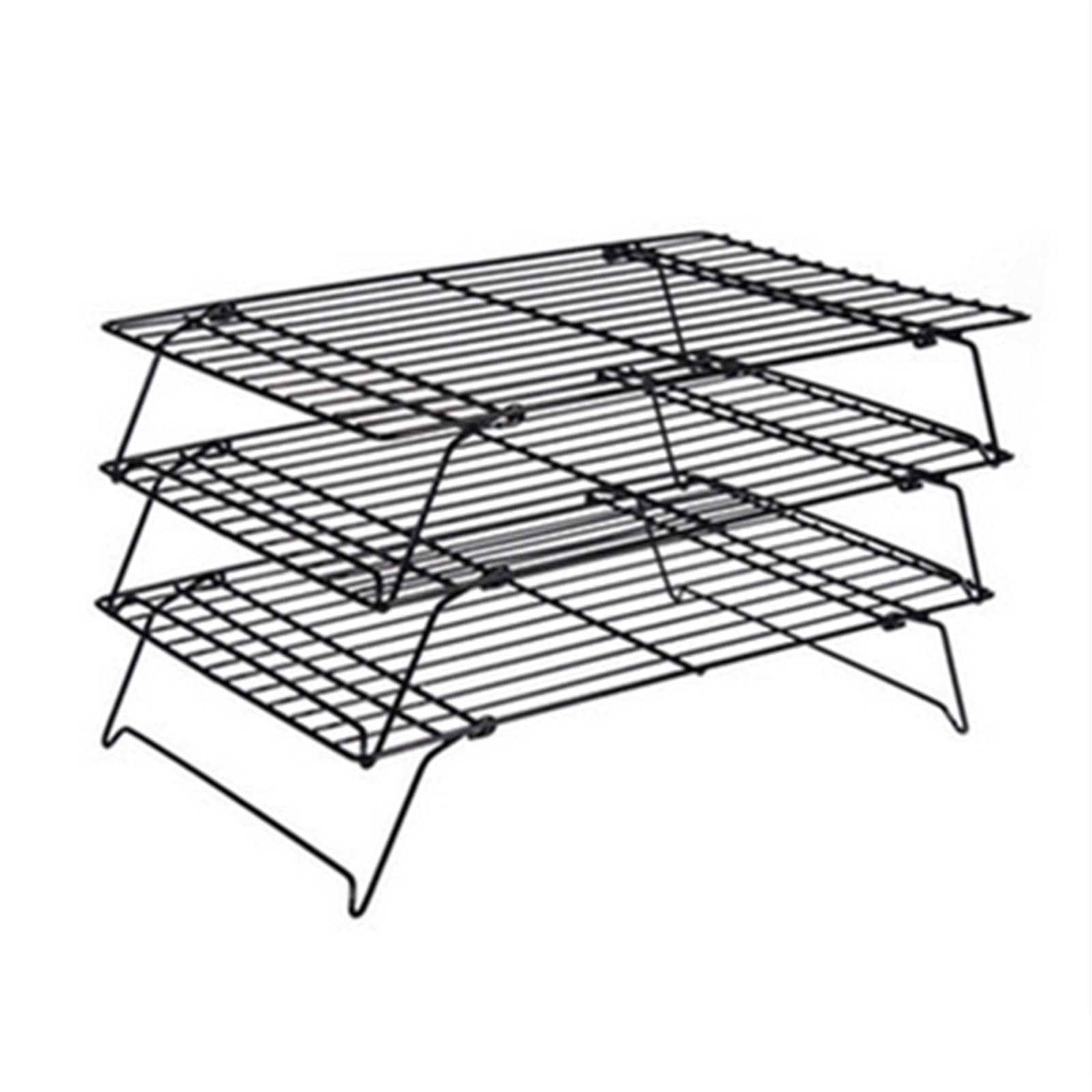 Plateau de refroidissement pour gâteau Cuisson pliable Grille de refroidissement pour gâteau Grille de refroidissement pour pain Grille à biscuits Grille de refroidissement antiadhésive noire (Coule