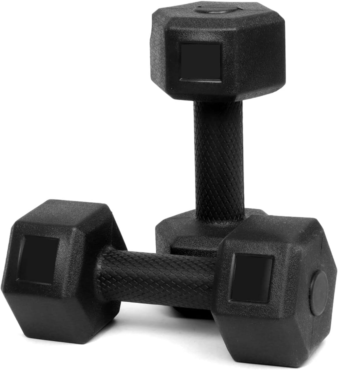 FitBox Sports Exclusive Hex PVC Dumbbells (2kg - 10kg) Pack Of Dumbbells Set For Home Gym, Black