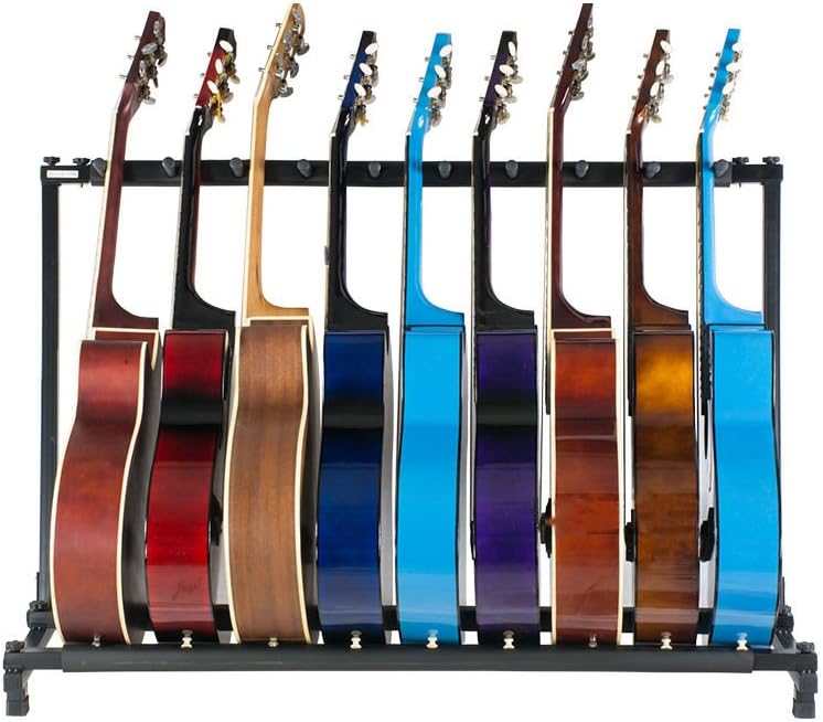 Gracelove 9 Multiple Guitar Folding Rack Storage Organizer Electric Acoustic Stand Holder，Black