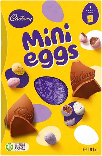 Cadbury Mini Eggs Chocolate Easter Egg, Includes 1 Large Egg and 1 Chocolate Bag, 181 g Pack of 1