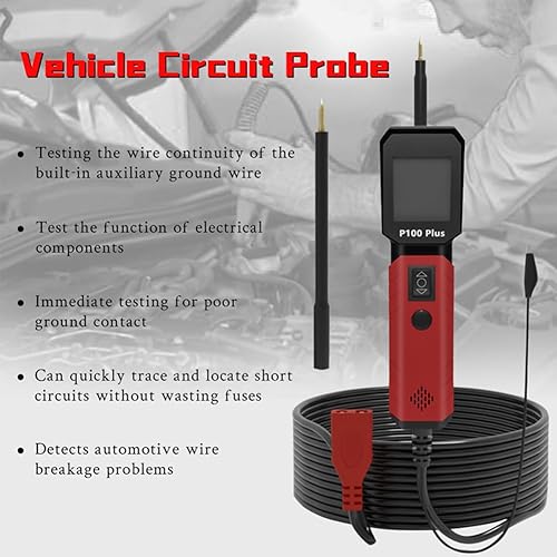 Miniatura 5 de P100 Plus - Probador de sonda de circuito de potencia automotriz, 12 V, 24 V, luz de prueba de coche, kit de herramientas de diagnóstico eléctrico,