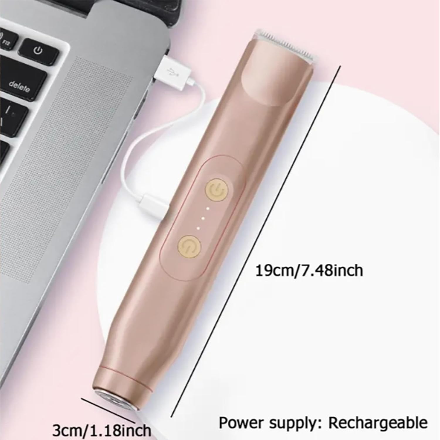 Cordless Grooming Clipper - USB Rechargeable Personal Shaver, 7.48 Inches Skin Safe with Trim Device, Ergonomic Hair, Reduction Tool, Care Instrument for Underarm Chest Arm Leg Back Intimate Grooming