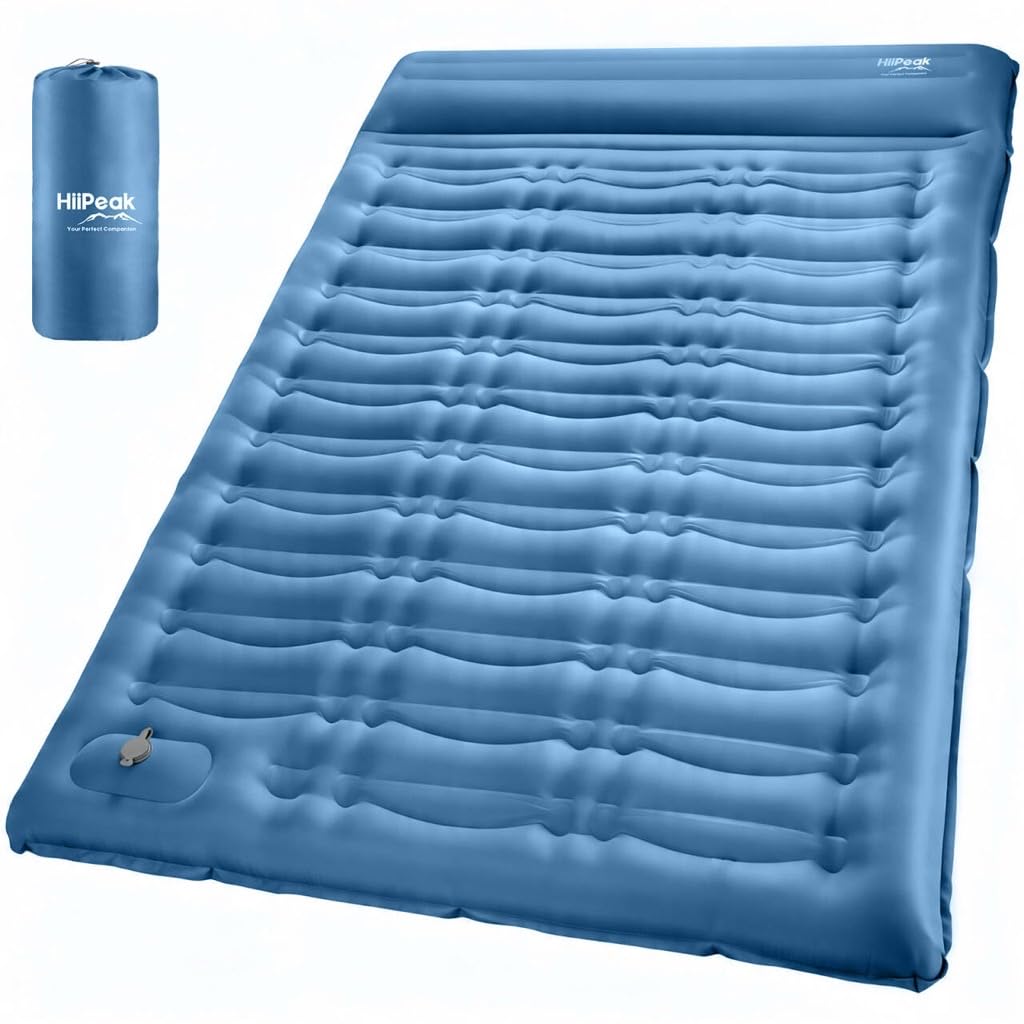 HiiPeak Ultraleichte Isomatte aufblasend - Luftmatratze Camping mit integrierter Fußpumpe & Kissen, 12cm Dicke Camping Matratze aufblasbare, Campingmatte - Schlafmatte - Luftzellenmatte