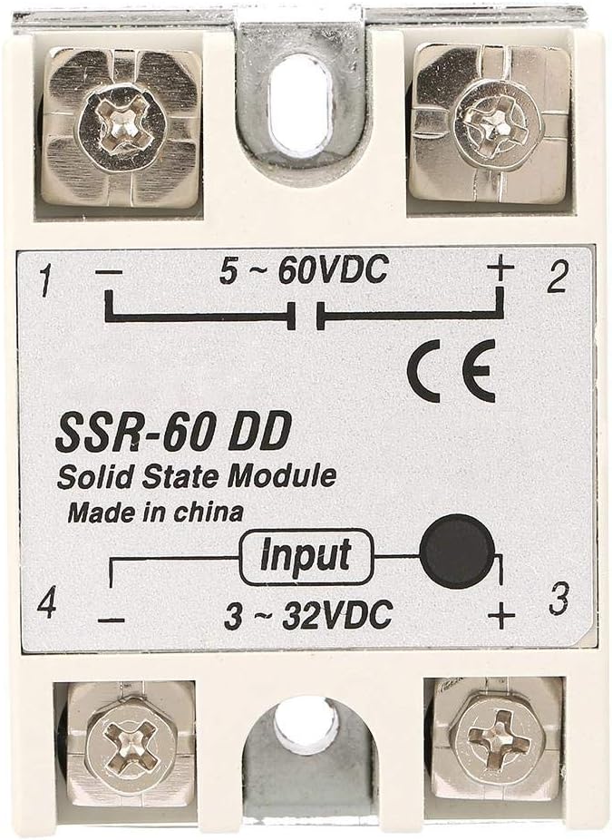 Hilitand Solid State Relay, SSR-60DD, 60A 3-32VDC to 5-110VDC, Automatic, Relay, Mount, Screw Connector, Normally Open