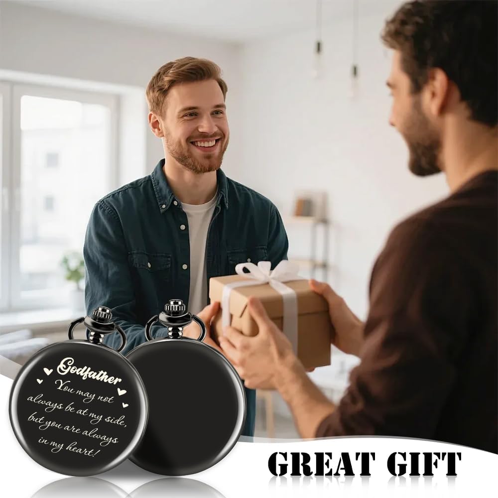 Engraved Pocket Watch for Godfather Gifts for Proposal Fathers Day Birthday Xmas Valentines Day Gifts for Godfather